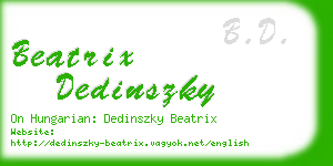 beatrix dedinszky business card